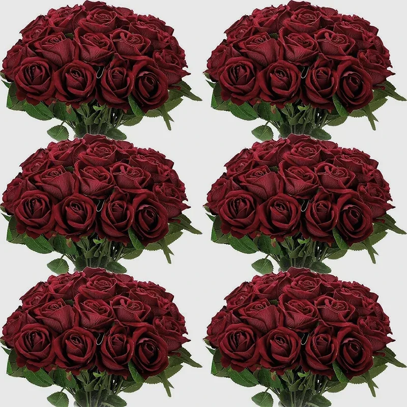 

Artificial Roses Flowers Velvet Rose Bouquet for Home Wedding Decoration 50 PCS