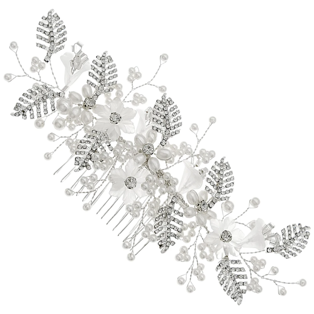 

Bridal Hair Comb Rhinestone Pearl Flower Clips for Wedding Party Accessories Women Elegant Metal Combs Hairpiece