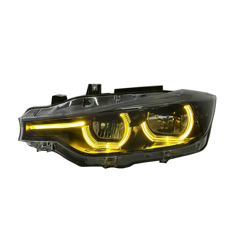 Auto Car Part V3 Headlight For BMW 3 Series F30 F35 Upgrade Tri-Color LED Shadow Front Lamp Yellow&White&Amber Assembly