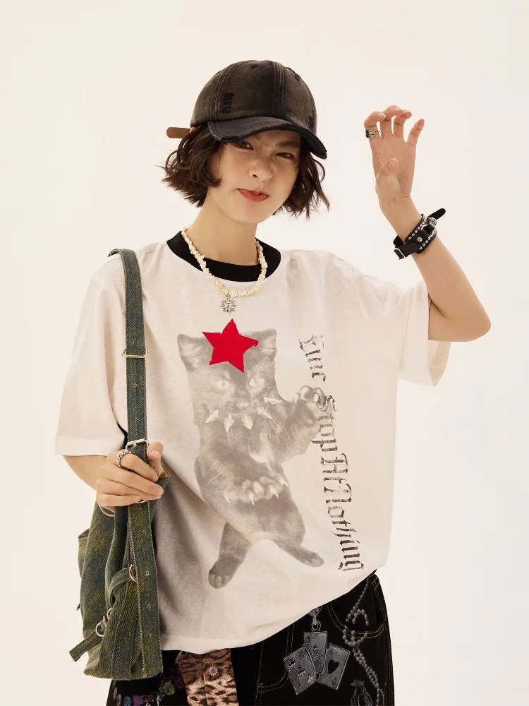 

Damon Island American High Street Print ort Sve T-irt ex Qui Dry Cool Feeling Summer Top Couple's irt