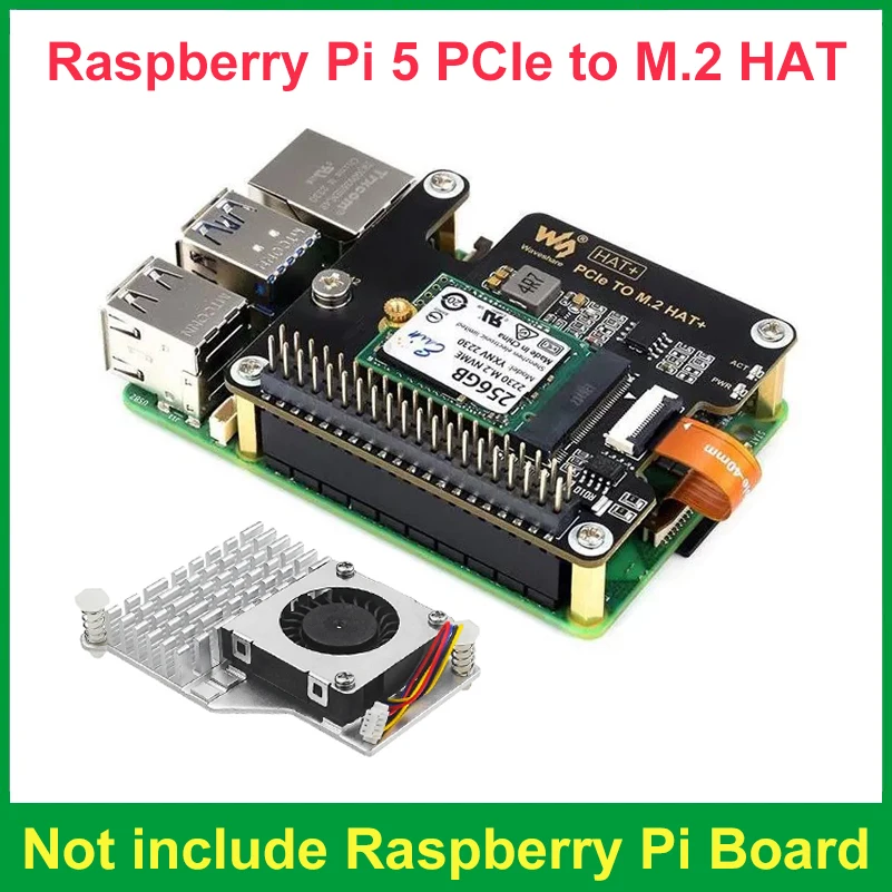 Raspberry Pi 5 PCIe To M.2 HAT NVME High Speed Expansion Board With GPIO Header 16PIN Cable Active Cooler for Raspberry Pi 5