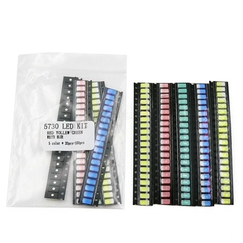 5730 SMD LED Kit 500Pcs 5 Colors x 100Pcs Red/Yellow/Blue/Green/White for DIY