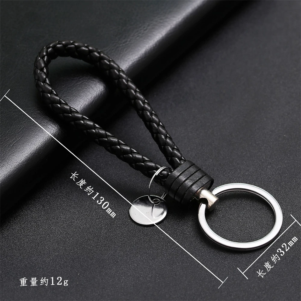 PU Leather Woven Rope Keychain for Men Women Car Key Holder Pendant DIY Handbag Ornaments Trinket Keyring Accessories Gift