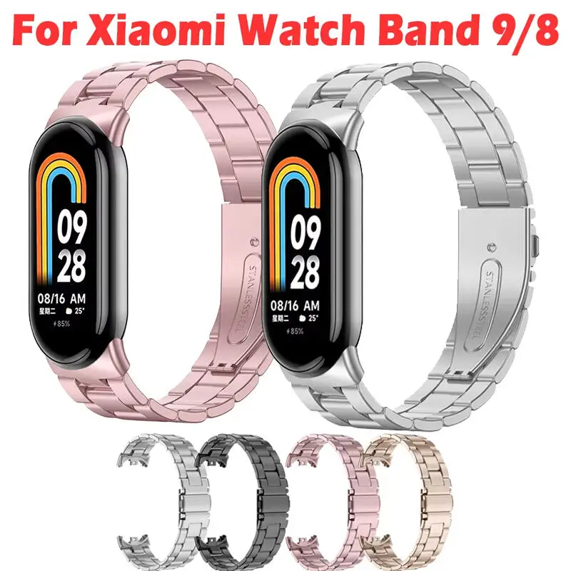Business Edelstahl Band Für Xiaomi Mi Band 9 8 Metall Armband Armband Für Xiaomi Mi Band 8 9 Sport armband Correa