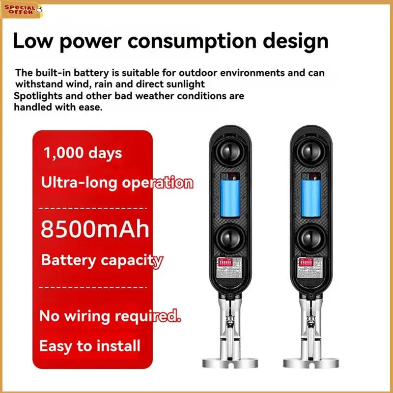 A69Z 433Mhz Wireless 60M Sensor Alarm 2 Beams Active Infrared Detector For Outdoor Park Home Security System