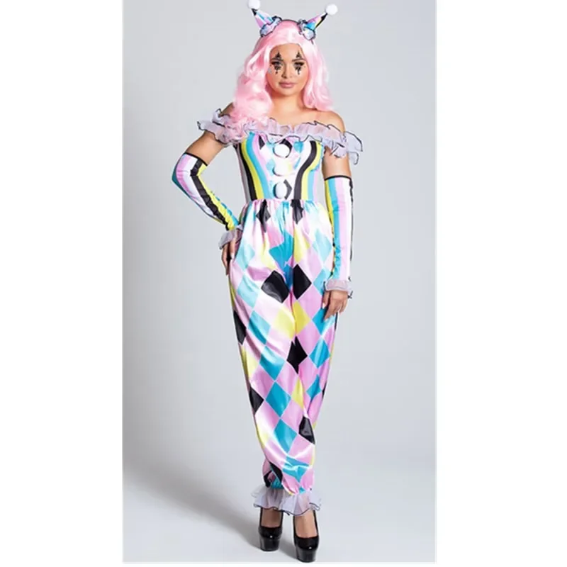 New Arrival Adult Circus Clown Quinn Honey Joker Costume Halloween Party Horror Ghosts Cosplay Jumpsuit