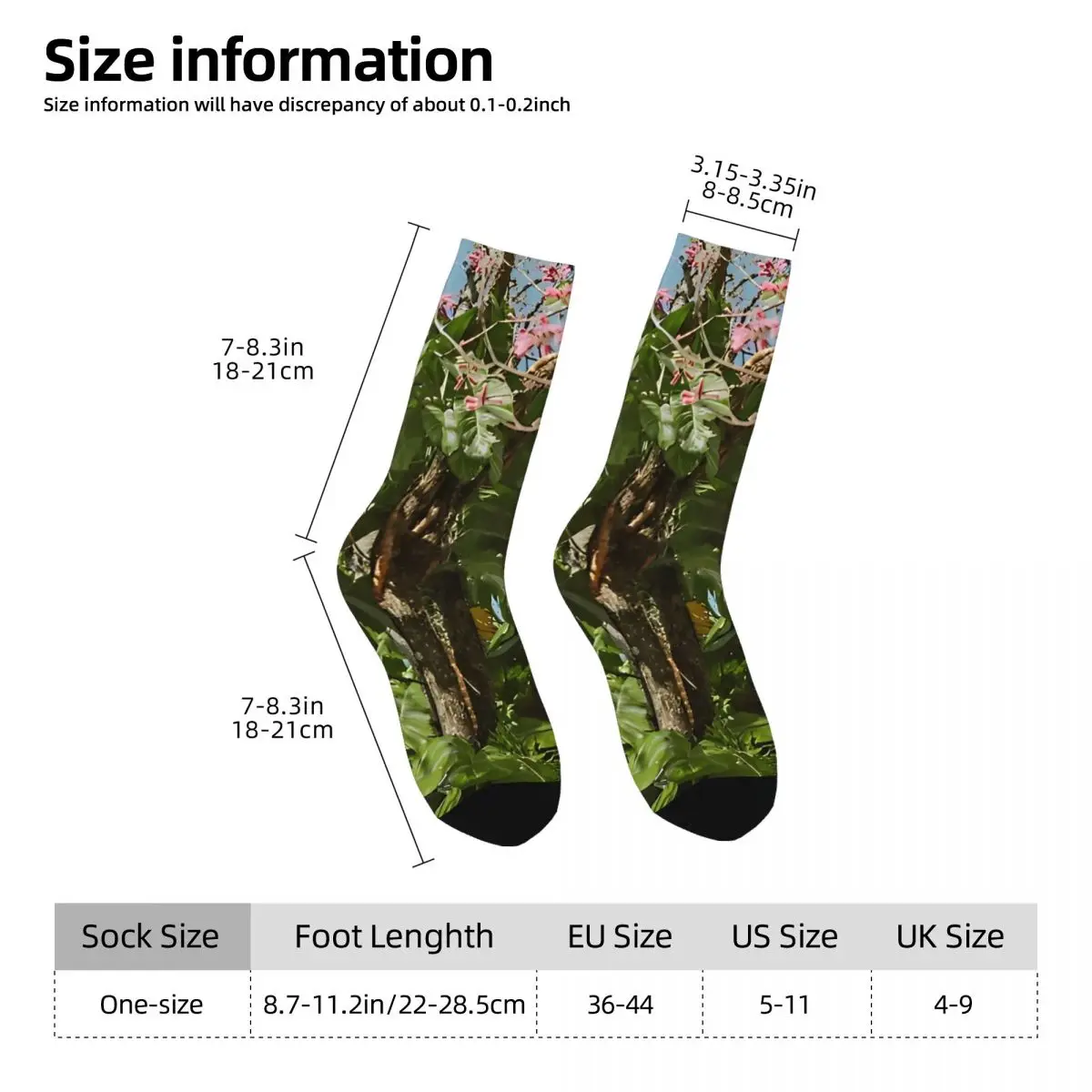 Jungle Leaves Stockings Real Tree Design Funny Socks Autumn Anti Skid Socks Men Climbing Medium Soft Socks