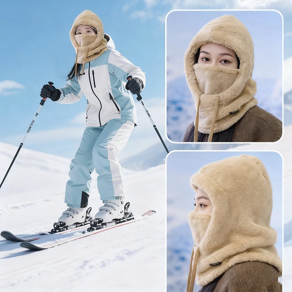 

Adjustable Winter Neckerchief Hat With Sherpa Hood And Windproof Ski Face Cover For Men And Women For Outdoor Cycling And Skiing
