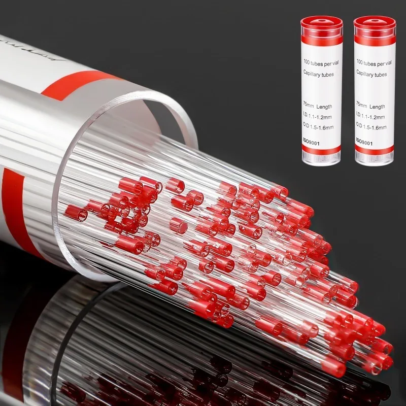 100 Pcs Glass Capillary Tubes 75 mm Micro Pipette Capillary Transfer Tube with 1.1 ID and 1.5 OD for Lab TLC Spotting
