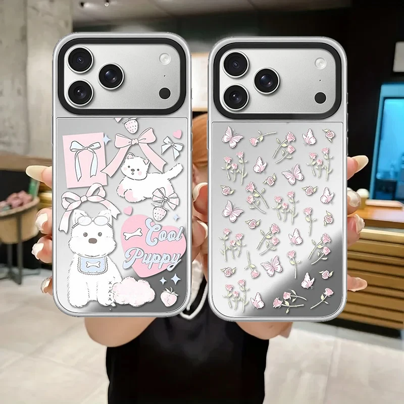 

Forest Cartoon Mirror Silver Border Magnetic Phone Case Cover for IPhone 12 13 14 15 16 17 Pro Max Case for IPhone 17Pro
