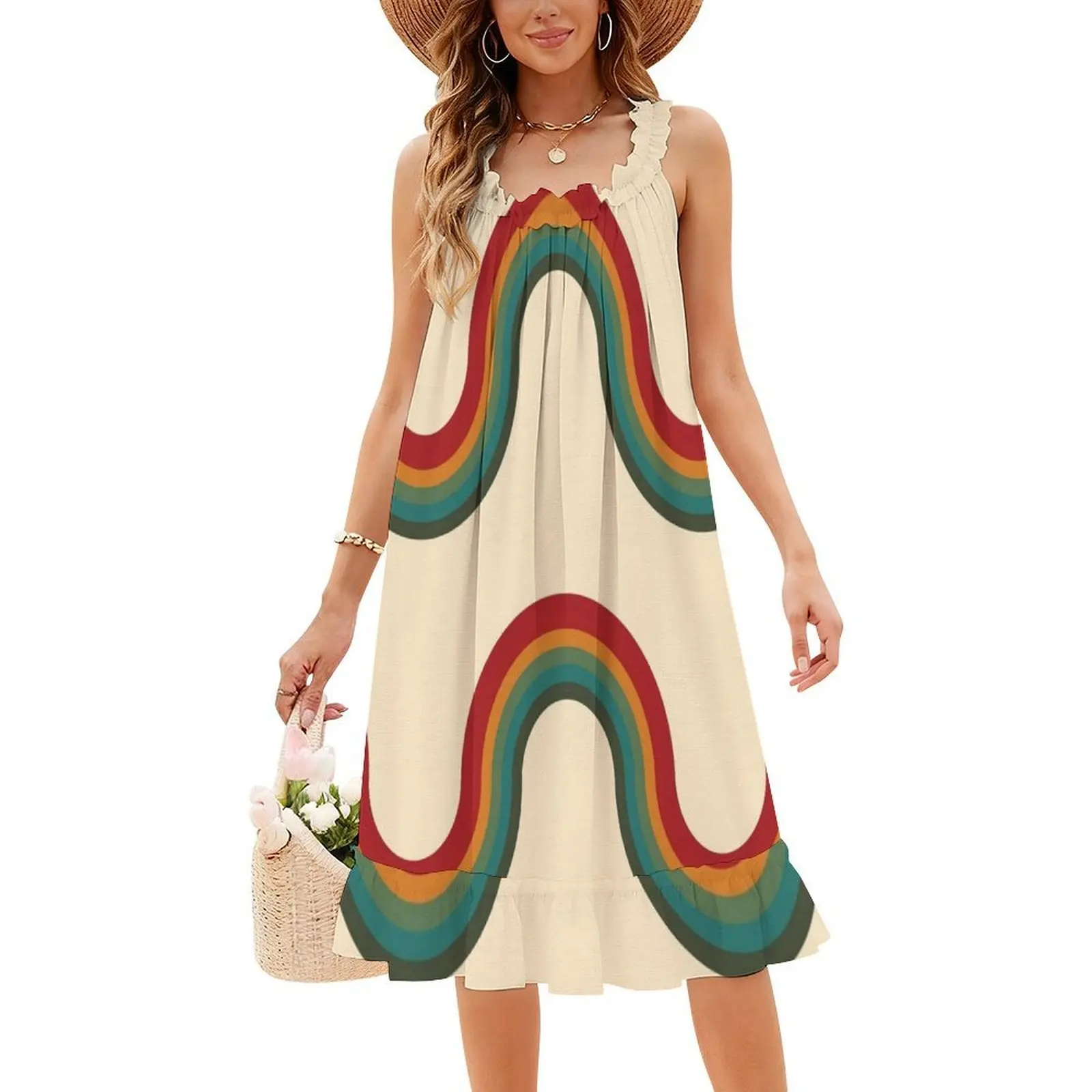 70S ريترو ستايل المشارب الأزهار سموك فستان للنساء الربيع الصيف فستان كاجوال للحزب ريترو 70 S المشارب نمط خمر