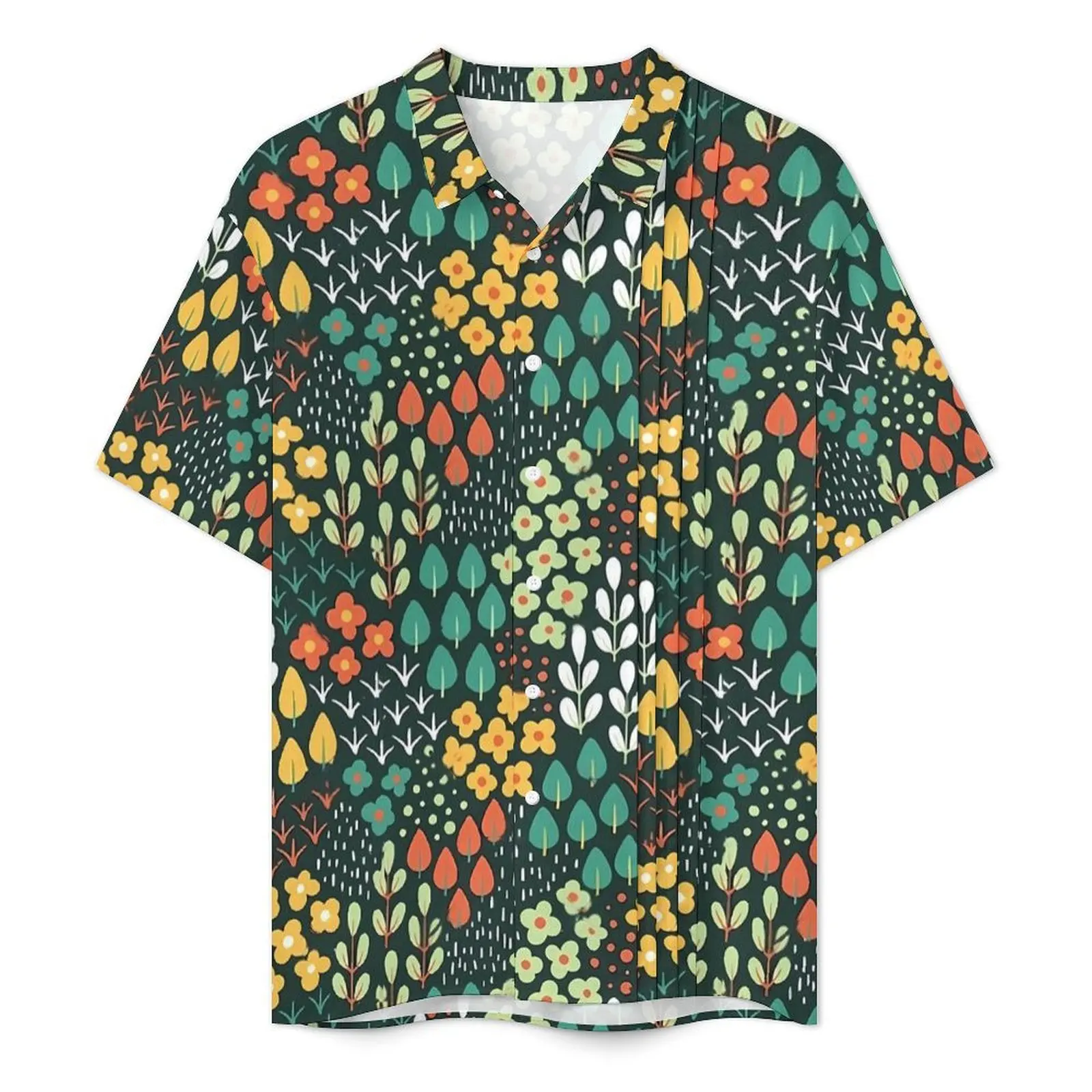 Dense Ditsy Floral Vacation Shirt Men Colorful Flowers Elegant Casual Shirts Hawaiian Short Sleeve Graphic Oversized Blouses