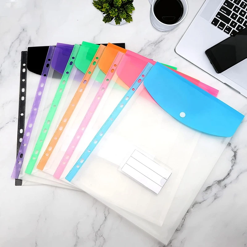 A4 Poly Envelope File Folder with Snap Button Waterproof Bag Money Bill Notebook Stationery Holder Office Documents Organizer