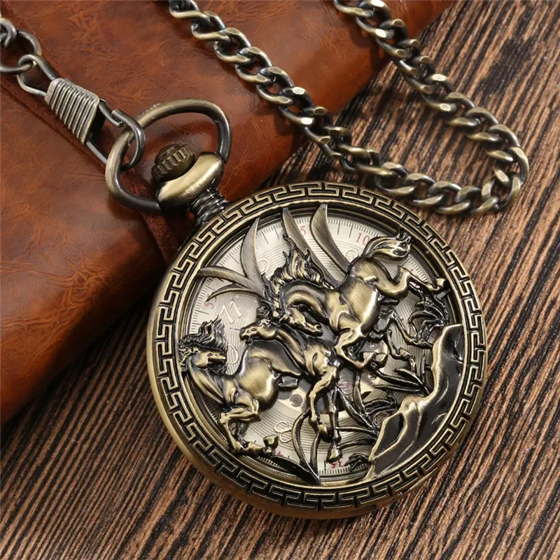 Retro Pocket Watch for Men Women Manual Mechanical Watches Pendant FOB Chain Handwind Skeleton Clock reloj Gift