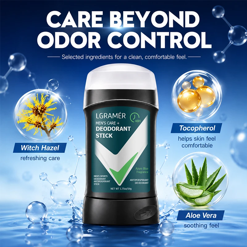 Men's Deodorant Stick 48H Long Lasting Antiperspirant Sweat Control Underarm Odor Removal Body Deodorant For Male Daily Care 50g
