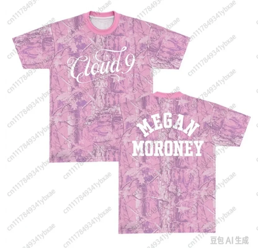 Pink Camo Tour Tee Megan Moroney Cloud 9 Tour 3D Print Football Jersey Men Vintage V‑Neck Short Sleeve T‑Shirts FamilyMatching