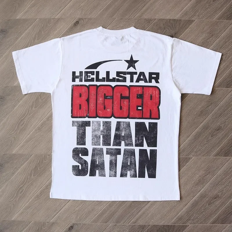 Hellstar Bigger Than Satan tee with a lot of personality paradise printed