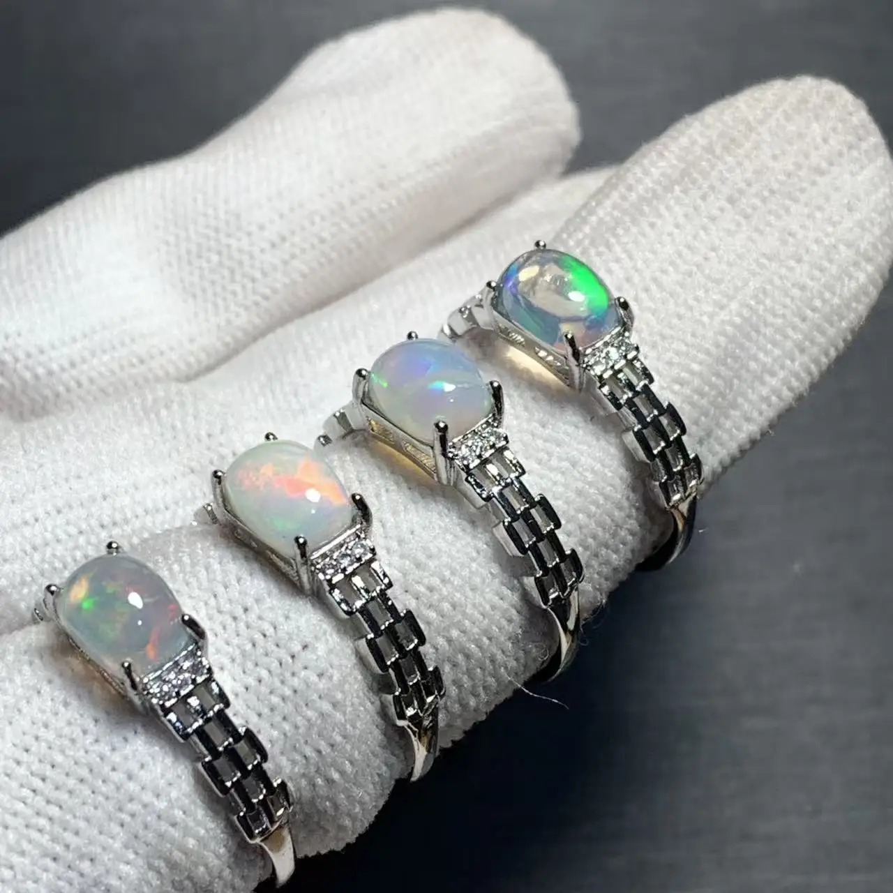 60 HEYYA STONE Natural Opal Ring For Women Simple Fine Jewelry Stone Gemstone Classic Style