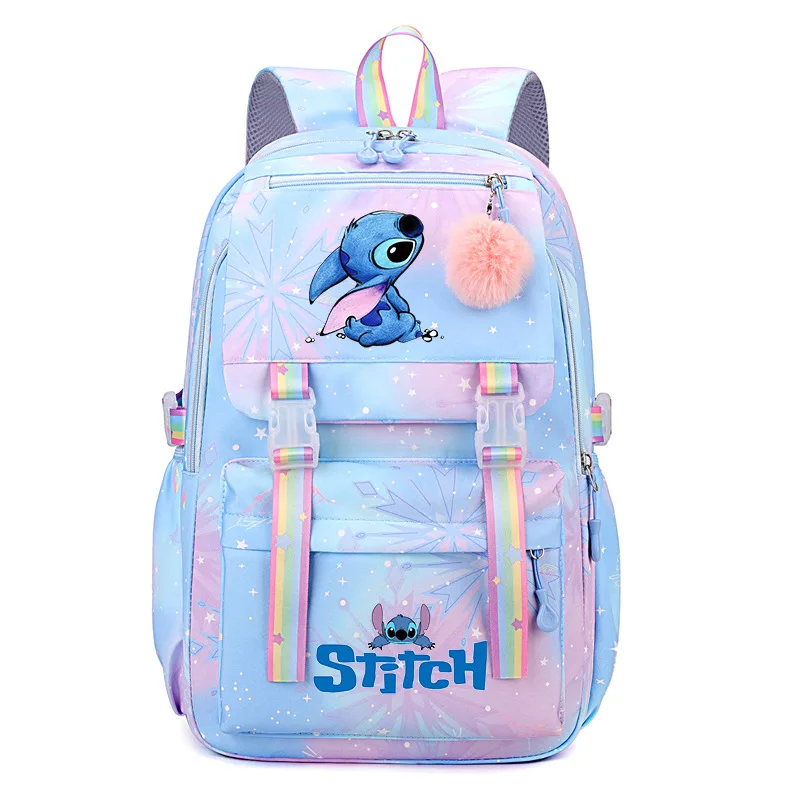 Cartoon Stitch Backpack Glorious Color Print Stitch Waterproof Big Schoolbag Student Fashion Cute Bag Child Boy Girl Gift