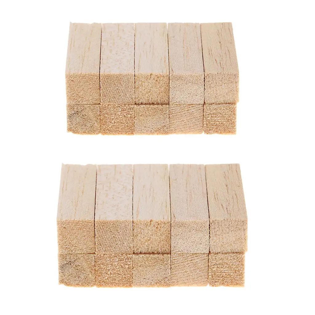 20 Stück quadratischer Balsa-Block, unlackiert, für Holzhandwerk, Dübelstange, 5/8 cm