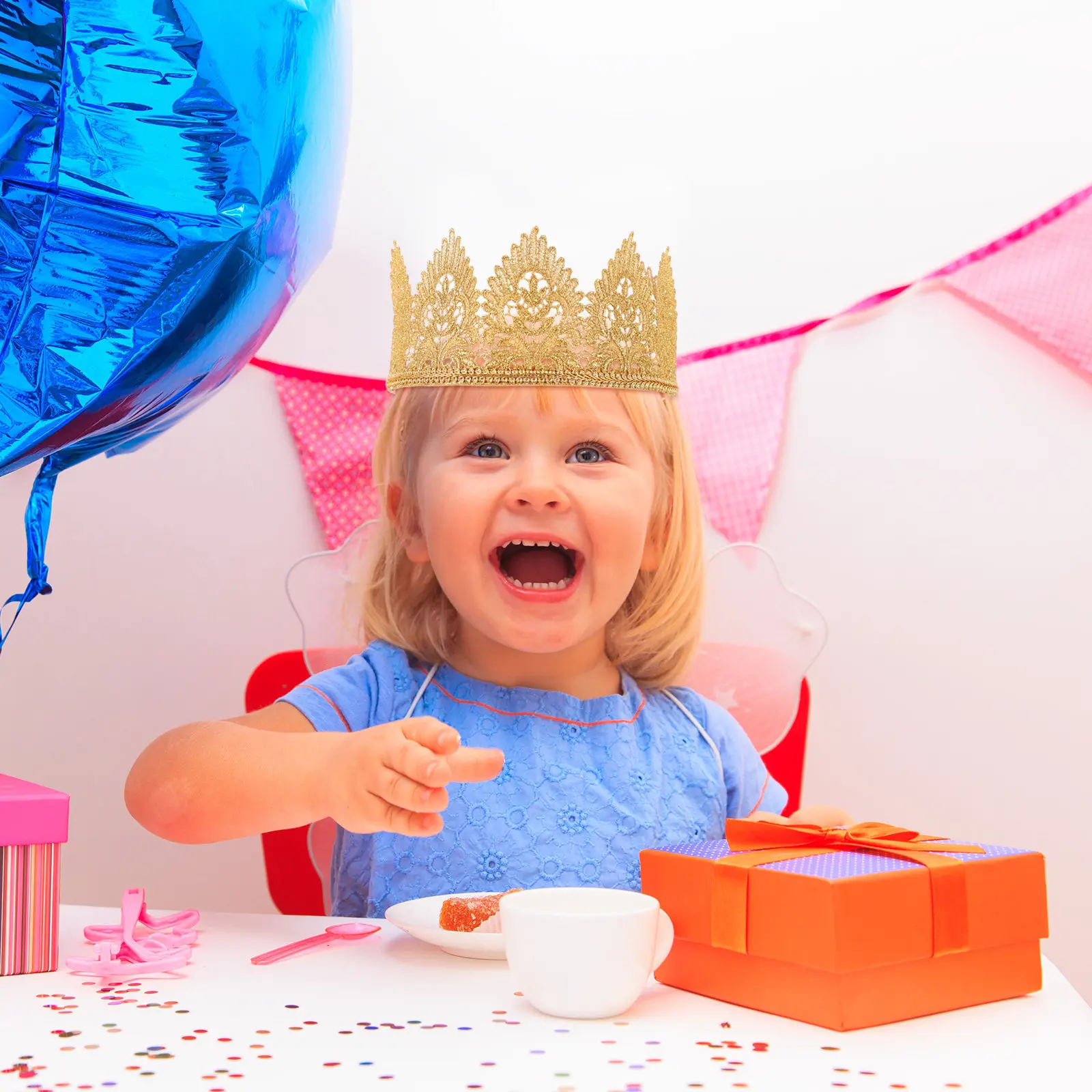 

1 шт. повязка на голову с короной и кружевной лентой, регулируемый аксессуар для волос, головной убор для дня рождения, сценических выступлений, фестивалей