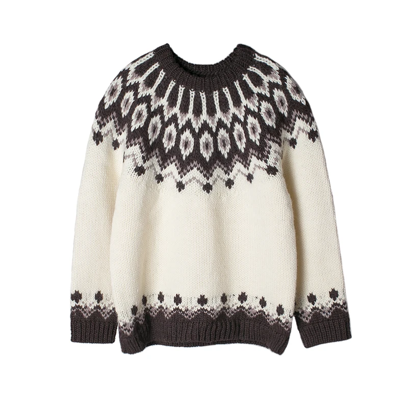 Autumn Spring Original Design Women Hand Knit Fair Isle Fashion Vintage Inspired Handmade 100% Wool Pullover Sweaters Jumpers