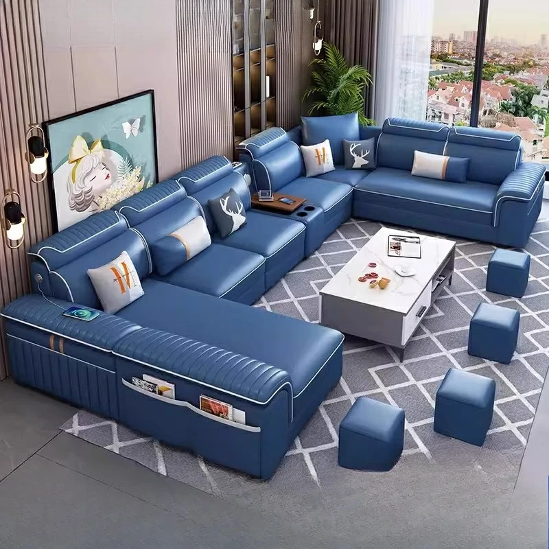 

Luxury Leather Sofa Retractable Sleeper Modern Couple Bed Sofa Reclining Armchair Muebles Para El Hogar Home Accessories