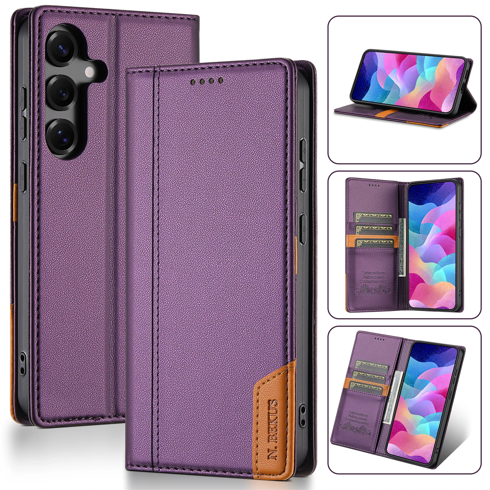 Business Leather Case For Samsung Galaxy A17 A37 A57 A16 A36 A56 A26 A07 A55 A35 A15 A54 A34 A14 A53 A33 A13 Flip Wallet Cover