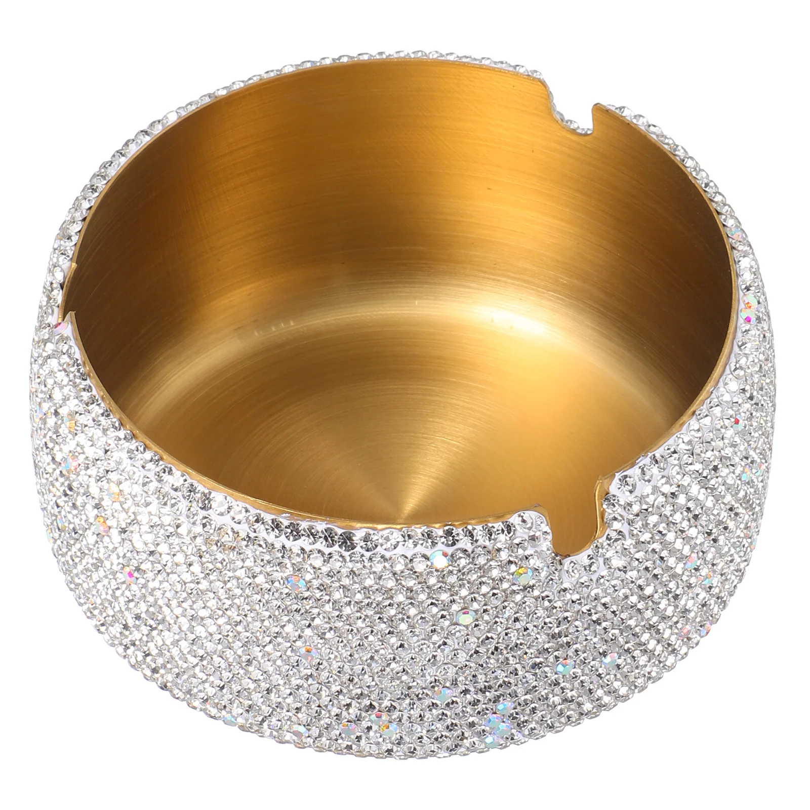 

Stainless Steel Ashtray Premium Rhinestone Decor Windproof For Indoor Outdoor Use Home Office Cigarette Smoking Tray Table