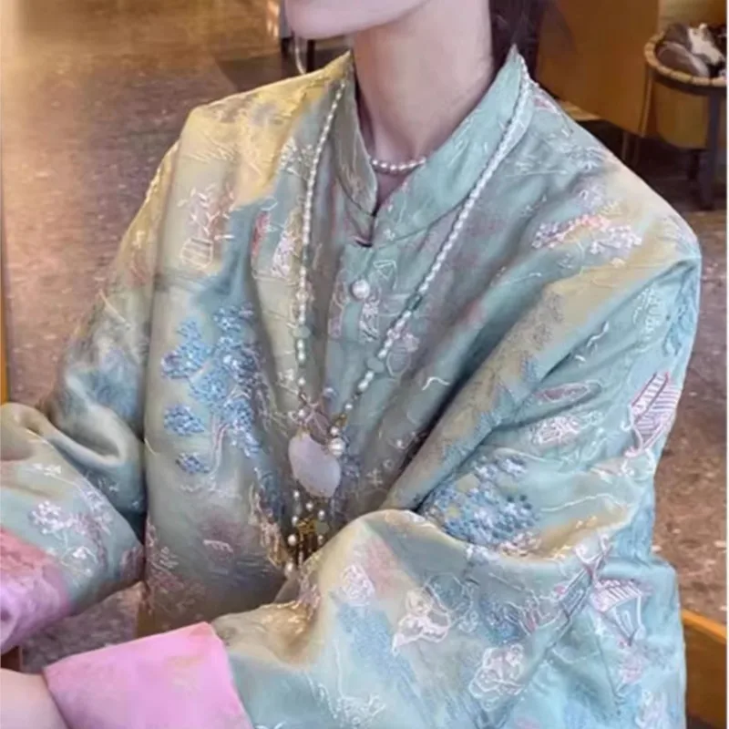 New Chinese Style Women's Clothing Adult Hanfu Old Qian Top Improved Song Dynasty Brocade Coat