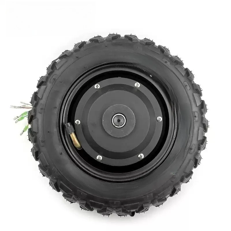 36V 48V 350W 10 Inch Brushless Hub Motor, Single Side Shaft Toothed Motor with Vacuum Off-road Tire