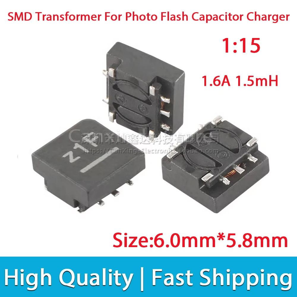 5/10pcs SMD 1.5mH 1:15 Signal Transformer for Photo Flash Capacitor Charger EE5.0 1.6A