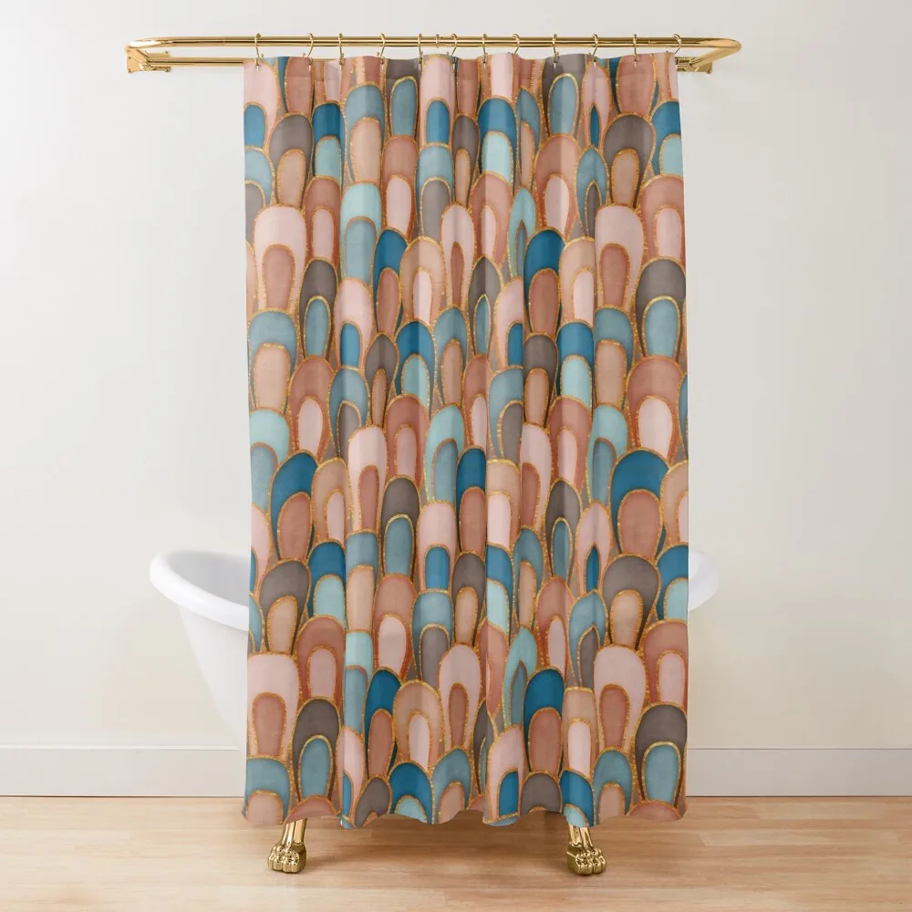 

Abstract Gold and Watercolor Loops - Earth Colors Shower Curtain Elegant Bathroom For Bathroom Curtain