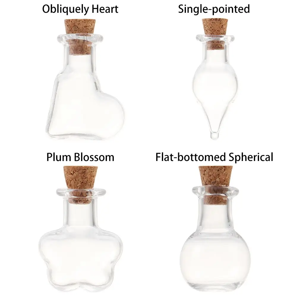 5pcs Mini Glass Cork Bottles Empty Sample Jars Wishing Bottle Wedding Home Decoration DIY Pendants Cork Stopper Storage Vial