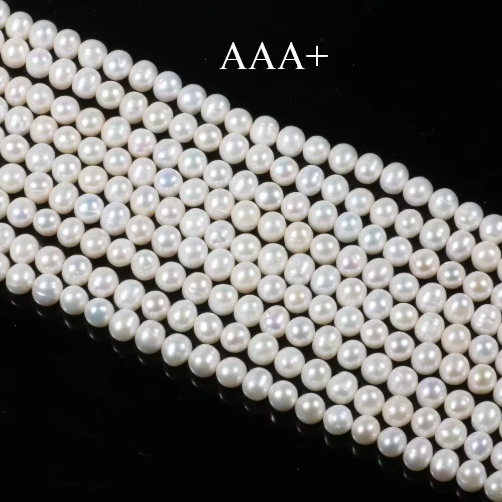 

6-7mmAAA Natural Freshwater Pearl Beads High Quality Punch Loose Beads for Jewelry Making DIY Women Elegant Necklace Bracelet