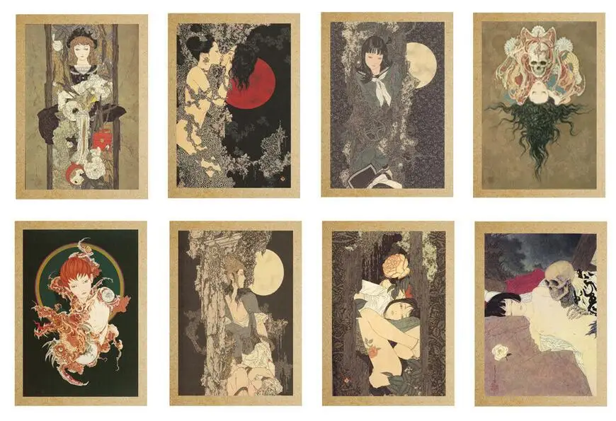 

12style Vintage Japanese Monster Ukiyoe Tattoo Print Art Canvas Poster For Living Room Decor Home Wall Picture