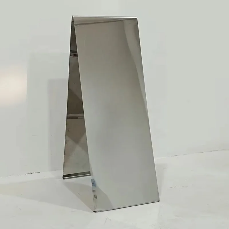 Double-sided advertising metal mirror brushed stainless steel A-shaped frame store sign frame sidewalk A-shaped frame sign board
