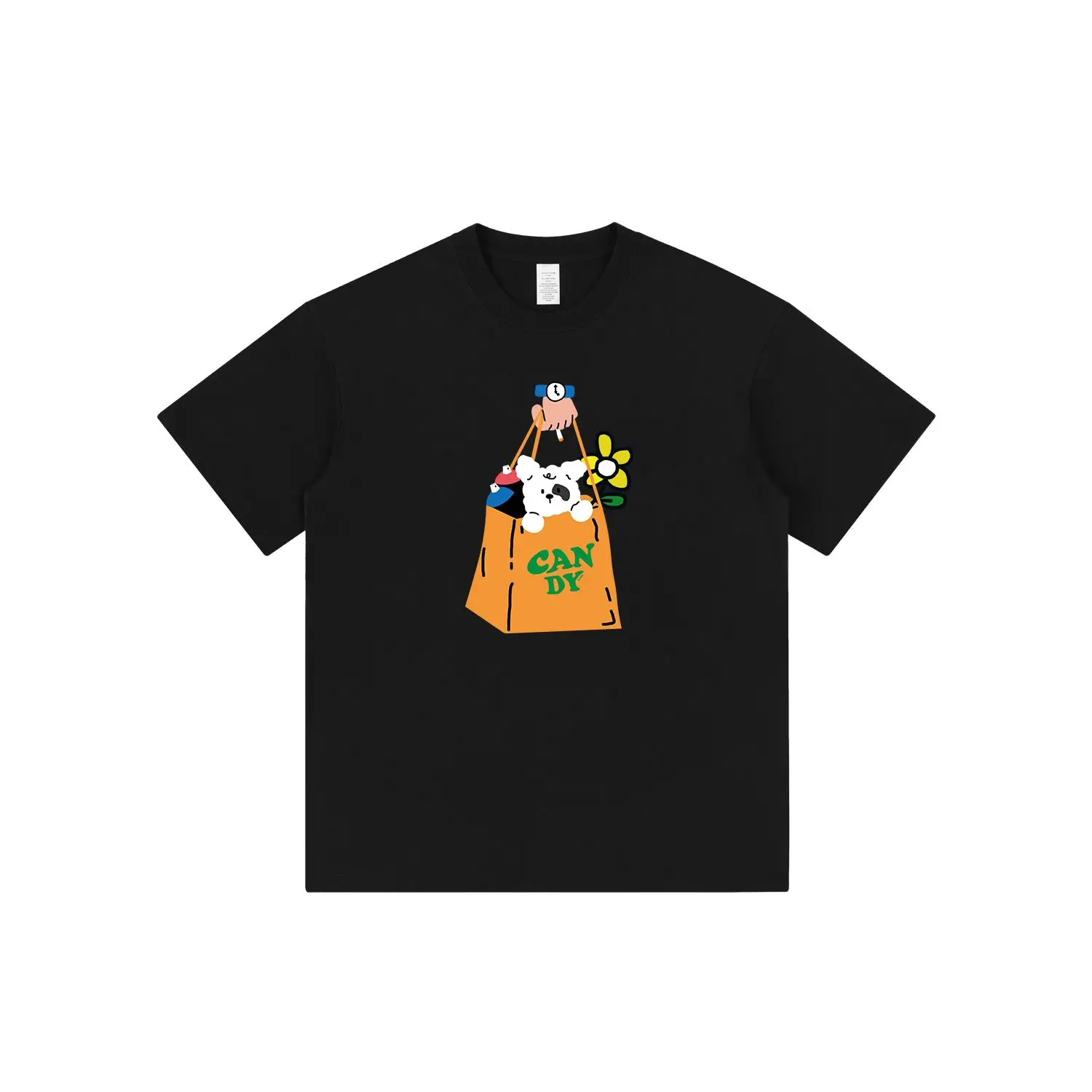 

T-shirt À Manches Courtes Noir Ample De Marque Américaine, Dessin Animé D'été Pour Femmes, Impression En Pur Coton Super Belle