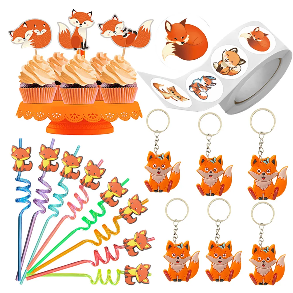 

Fox Party Keychains Chains Badge Gift Bags Kids Woodland Creatures Fox Birthday Party Baby Shower Jungle Safari Supplies