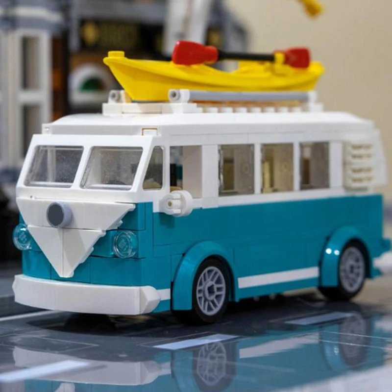 Bricklink 10220 Technical Car VW T1 Camper Van Turquoise City Speed Champions Truck Sets Building Blocks Kid Toys Christmas Gift