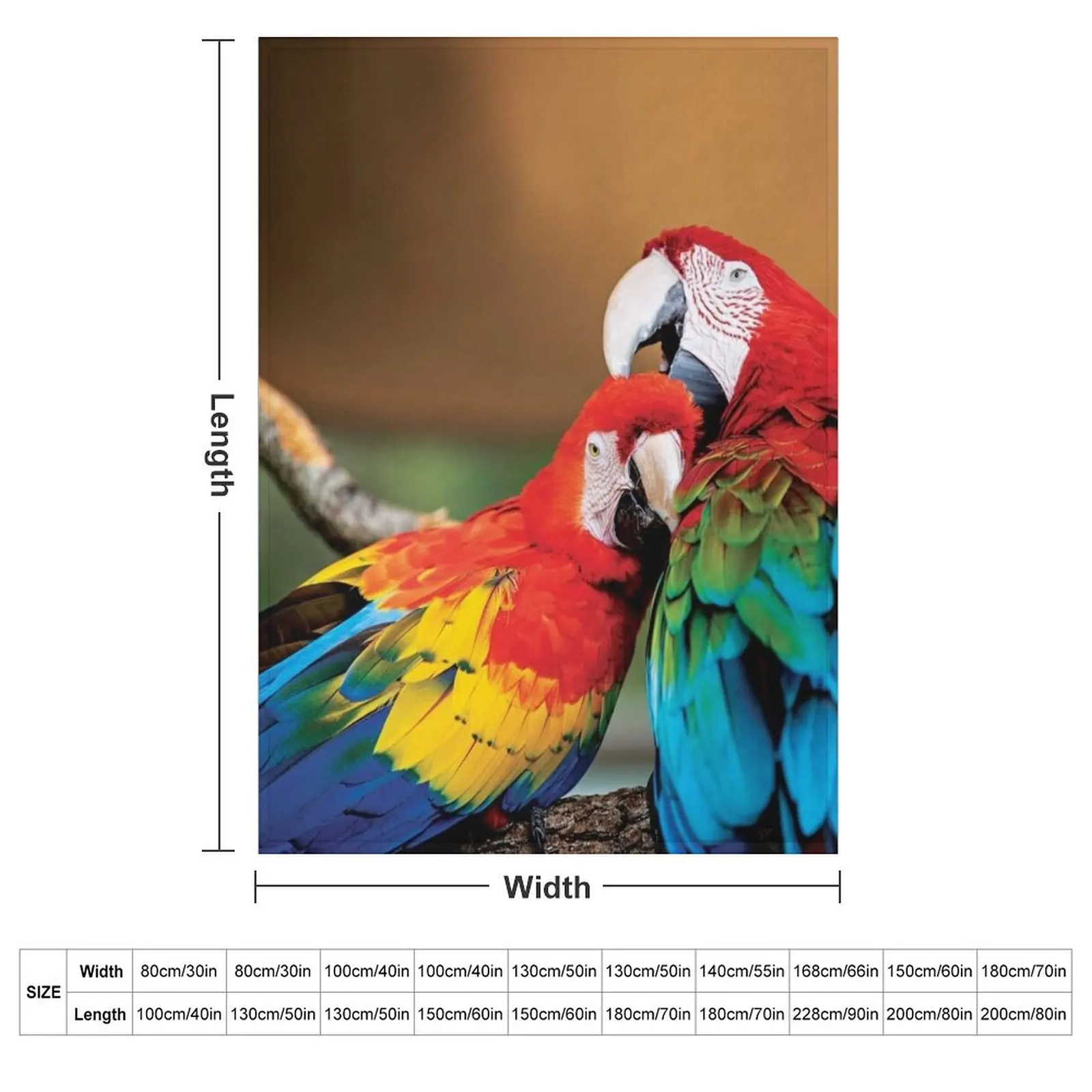 Macaw couple Throw Blanket couch cozy soft plush fuzzy picnic outdoor blanket