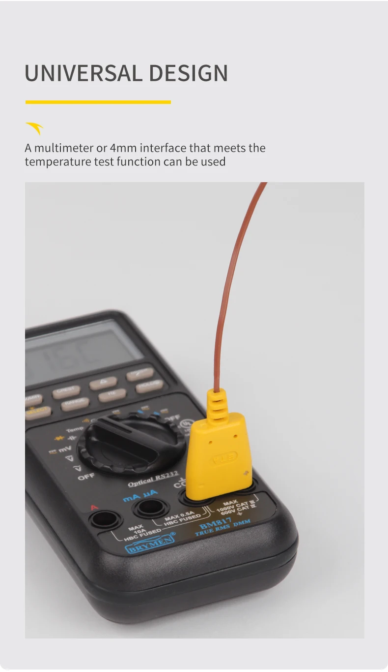 ETA1013 Multimeter Temperature Measurement Wire DC to 500MHz Calibration Number K