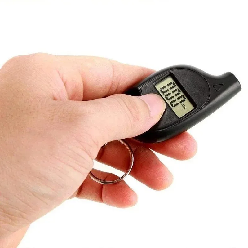 Car Tire Pressure Gauge Mini Portable Keychain Tyre Wheel Air Tester Digital LCD 5-100 PSI Motorcycle Tire Safety Alarm