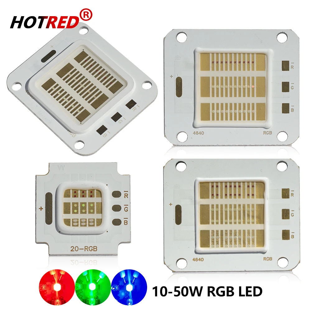 10W 20W 30W 50W RGB LED COB Flip Chip Lamp Red Green Blue Full Color For DIY10 20 30 50W Watt For DIY Stage DMX Disco FloodLight