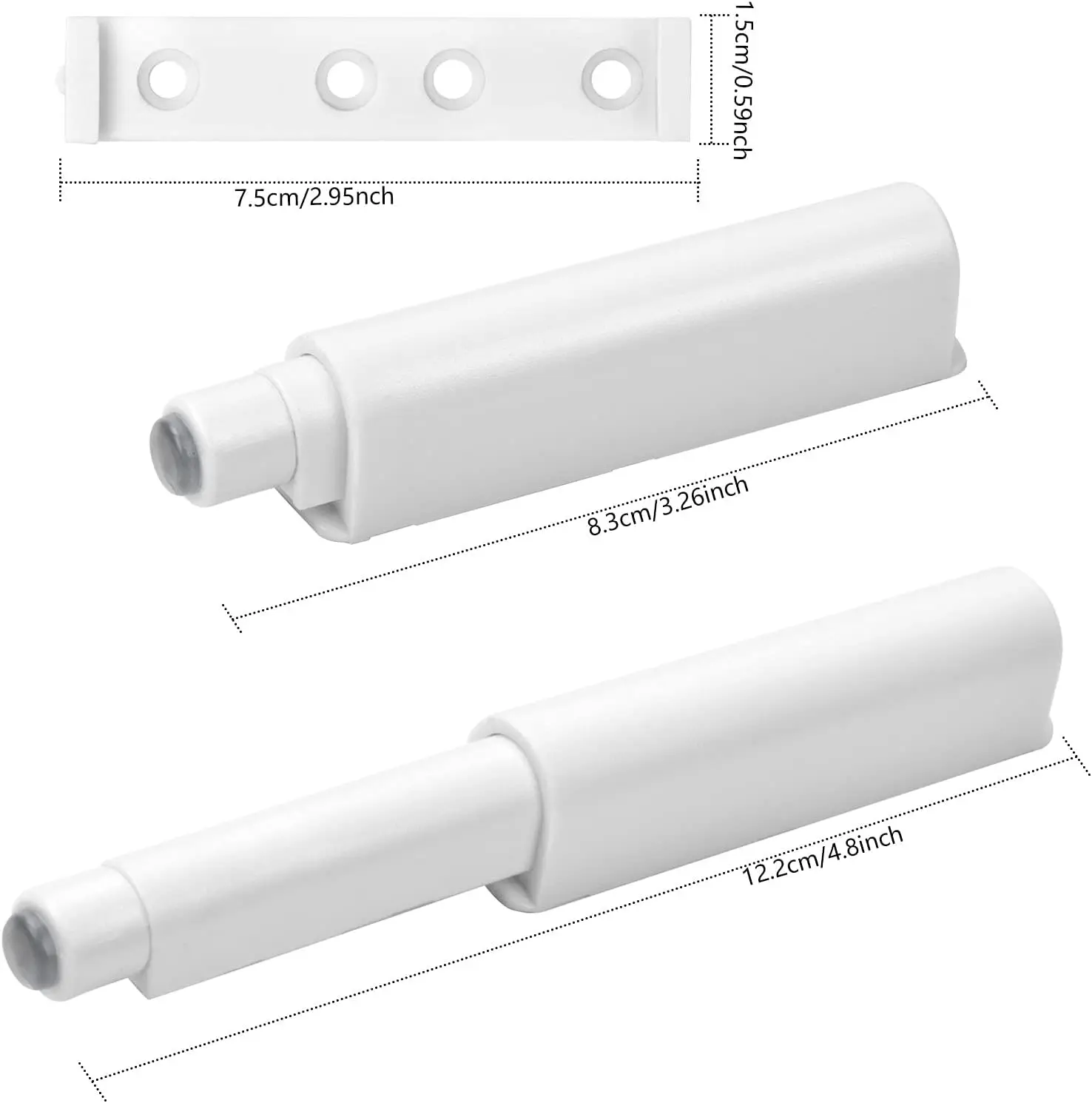 Push to Open Magnet Door Closet, 2 Pieces Magnetic Catches Damper Door, Push Open Damper for Door, Drawer, Furniture (White)