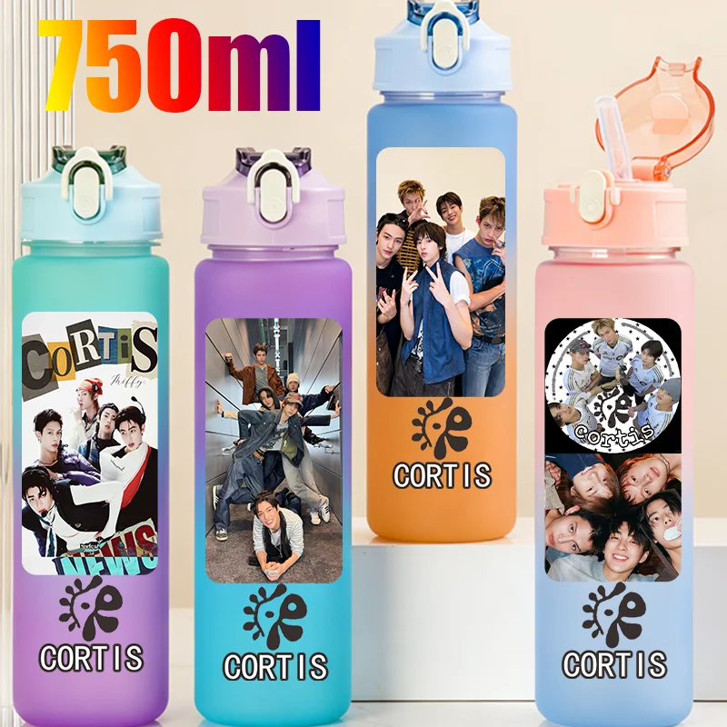 750ml Cortis Boy Group Farbverlauf Martin Sippy Wasserbecher Martin James Juhoon Seonghyeon Keonho Gourde Strohhalm-Trinkflasche Geschenk
