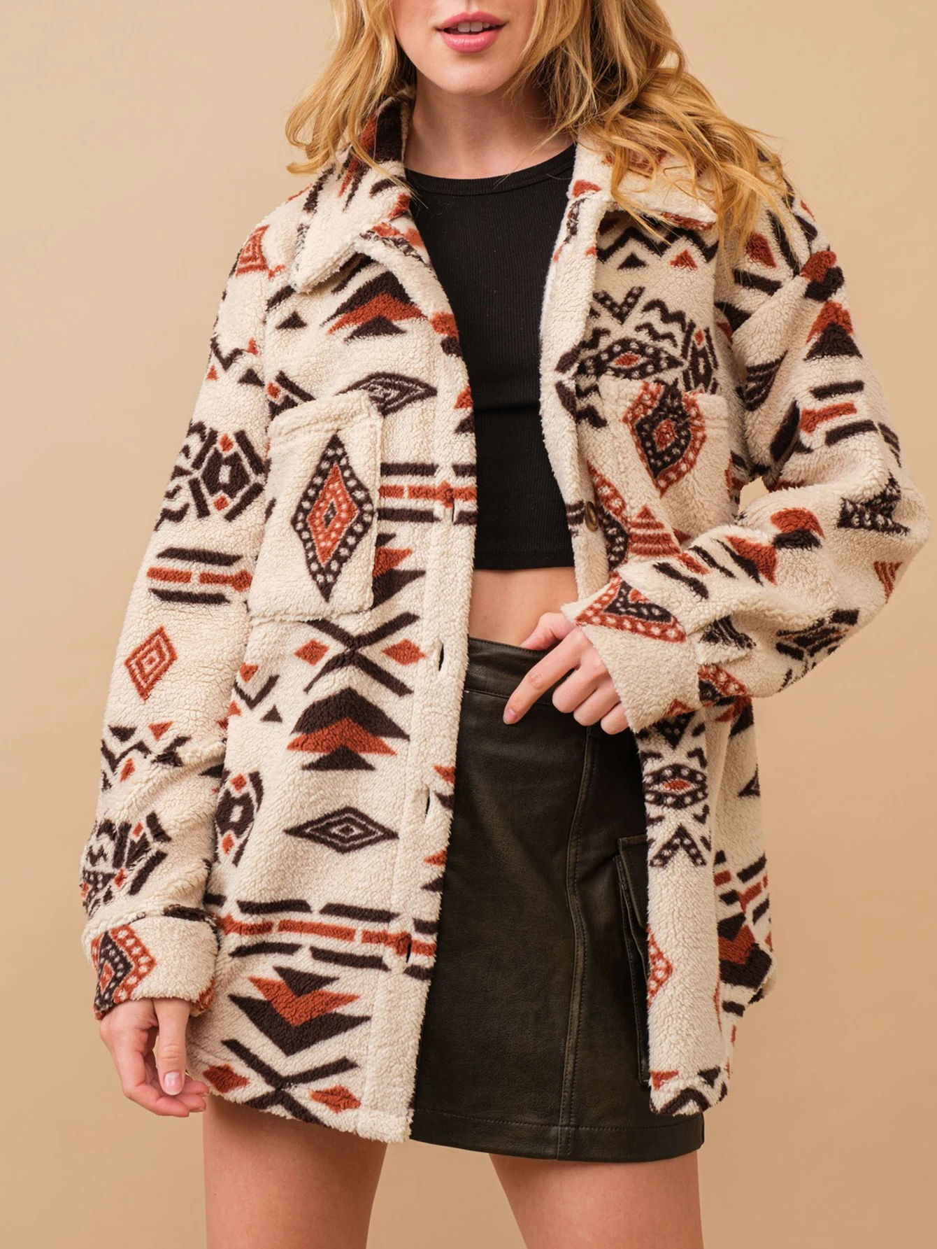 

Женское пальто с длинными рукавами и лацканами, осень-зима, удобное модное однобортное повседневное пальто с графическим принтом и карманами