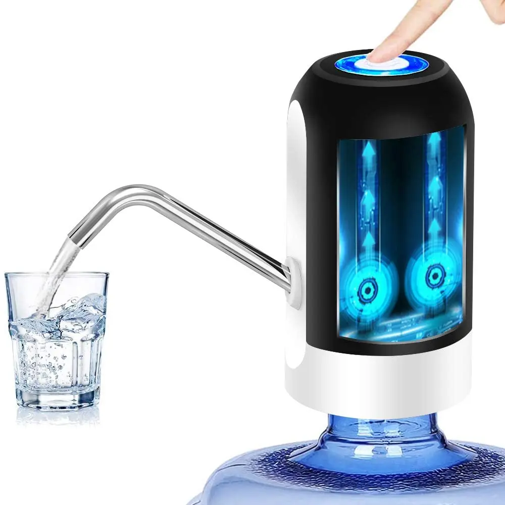 Automatische drinkwaterpomp USB-opladen Draagbare elektrische waterdispenserschakelaar voor universele 5-galon fles - Zwart/Wit