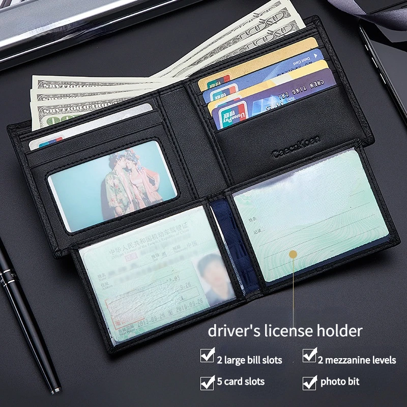 New wallet men's short driver's license card holder youth Coin purses business soft leather male Money clip Leather bag