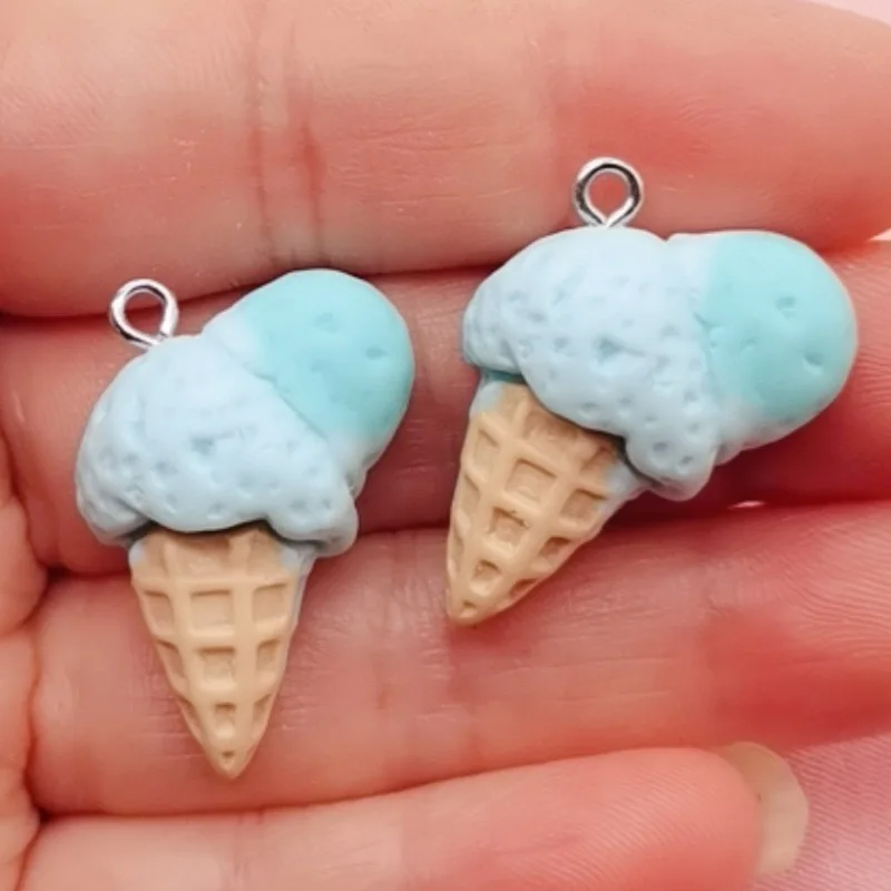 10pcs resin colored small fresh ice cream sweet earrings earrings keychains car pendants DIY accessories view 5